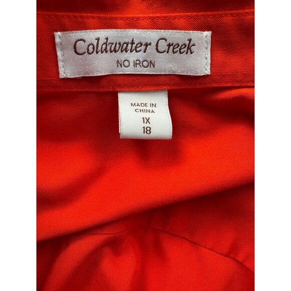 Coldwater Creek Womens Cotton No Iron Orange Button-Up Shirt Size 1X - Picture 6 of 8